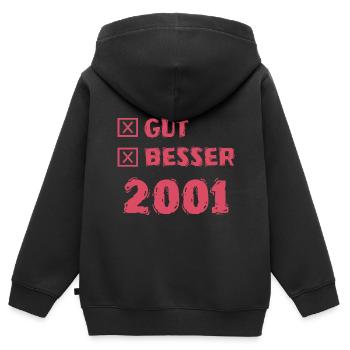Besser 2001 - Kinder Premium Organic Zip Hoodie - Schwarz - Hinten - AI Model Kid Male (0cm)