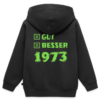 Besser 1973 - Kinder Premium Organic Zip Hoodie - Schwarz - Hinten - AI Model Kid Male (0cm)