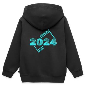 2024 - Kinder Premium Organic Zip Hoodie - Schwarz - Hinten - AI Model Kid Male (0cm)