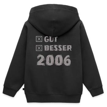 Besser 2006 - Kinder Premium Organic Zip Hoodie - Schwarz - Hinten - AI Model Kid Male (0cm)
