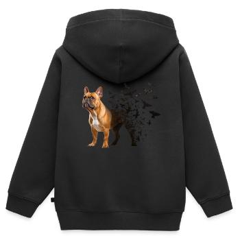 Französische Bulldogge - Kinder Premium Organic Zip Hoodie - Schwarz - Hinten - AI Model Kid Male (0cm)