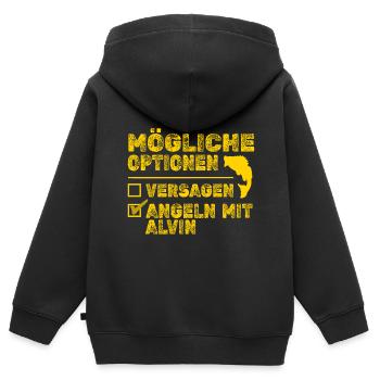 Alvin Alvin - Kinder Premium Organic Zip Hoodie - Schwarz - Hinten - AI Model Kid Male (0cm)