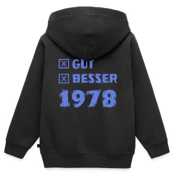 1978 - Kids Premium Organic Zip-up Hoodie - black - Back - AI Model Kid Male (0cm)