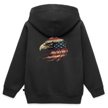 American Flag Freedom Eagle USA Pride 2 - Kinder Premium Organic Zip Hoodie - Schwarz - Hinten - AI Model Kid Male (0cm)