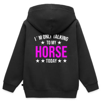 Amoureux des chevaux Équitation équestre - Sweat Premium à capuche zippé enfant bio - noir - Dos - AI Model Kid Male (0cm)