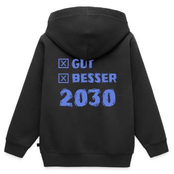 2030 - Kids Premium Organic Zip-up Hoodie - black - Back - AI Model Kid Male (0cm)