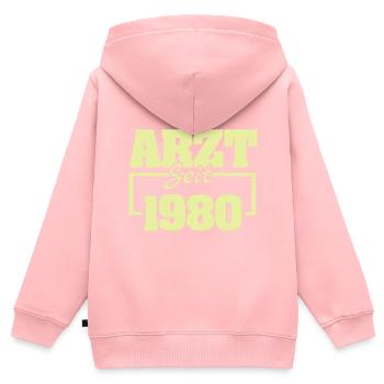 1980 - Kinder Premium Organic Zip Hoodie - Rosa - Hinten - AI Model Kid Female (0cm)