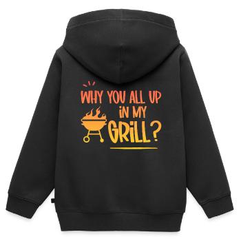 Why You All Up In My Grill 4 - Kinder Premium Organic Zip Hoodie - Schwarz - Hinten - AI Model Kid Male (0cm)