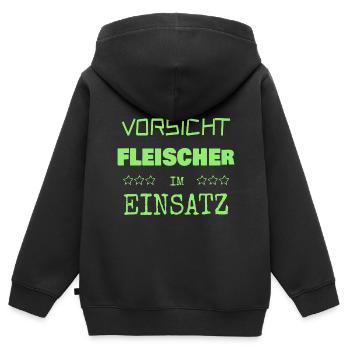 Berufung Fleischer - Kinder Premium Organic Zip Hoodie - Schwarz - Hinten - AI Model Kid Male (0cm)