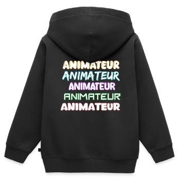 Animateur als Job - Kinder Premium Organic Zip Hoodie - Schwarz - Hinten - AI Model Kid Male (0cm)