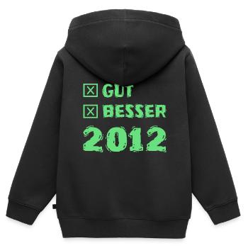 Besser 2012 - Kinder Premium Organic Zip Hoodie - Schwarz - Hinten - AI Model Kid Male (0cm)