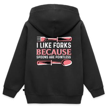 Löffel sind sinnlos Speziellen Geschenk - Kinder Premium Organic Zip Hoodie - Schwarz - Hinten - AI Model Kid Male (0cm)