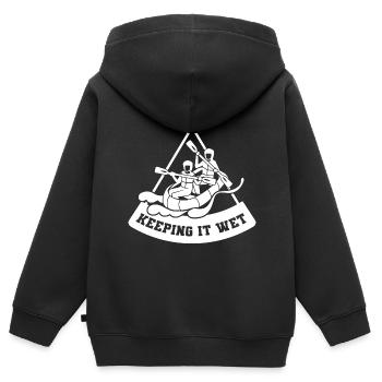 Rafting Canoë Kayak d’eau vive - Sweat Premium à capuche zippé enfant bio - noir - Dos - AI Model Kid Male (0cm)