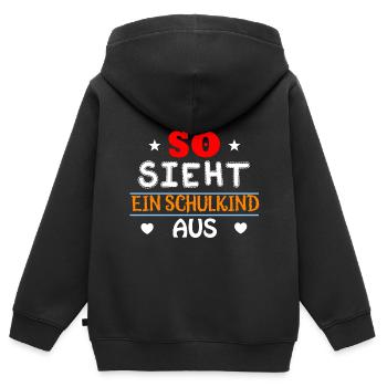 Einschulung Schulanfang Kindergarten Schulstart - Kinder Premium Organic Zip Hoodie - Schwarz - Hinten - AI Model Kid Male (0cm)