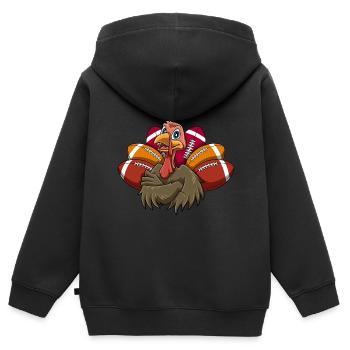 Thanksgiving Truthahn Football Touchdowns - Kinder Premium Organic Zip Hoodie - Schwarz - Hinten - AI Model Kid Male (0cm)