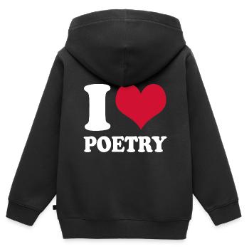 Poesie Dichter I Love Poetry Dichten - Kinder Premium Organic Zip Hoodie - Schwarz - Hinten - AI Model Kid Male (0cm)