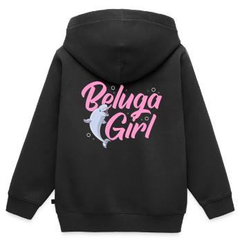 Béluga Béluga Baleine Observation des baleines Dauphin Dauphin - Sweat Premium à capuche zippé enfant bio - noir - Dos - AI Model Kid Male (0cm)