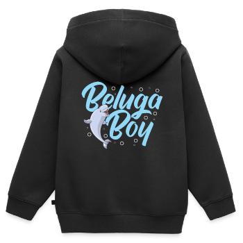 Béluga Béluga Baleine Observation des baleines Dauphin Dauphin - Sweat Premium à capuche zippé enfant bio - noir - Dos - AI Model Kid Male (0cm)