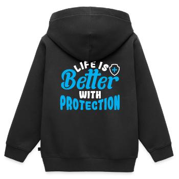 Agent d’assurance marchand d’assurance - Sweat Premium à capuche zippé enfant bio - noir - Dos - AI Model Kid Male (0cm)