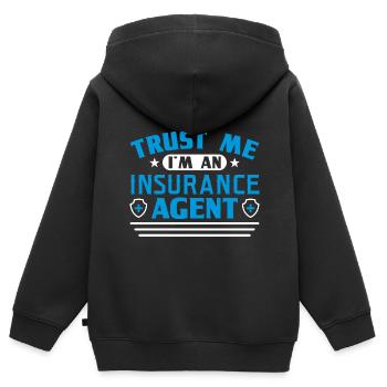 Vendeur d’assurance Agent d’assurance - Sweat Premium à capuche zippé enfant bio - noir - Dos - AI Model Kid Male (0cm)