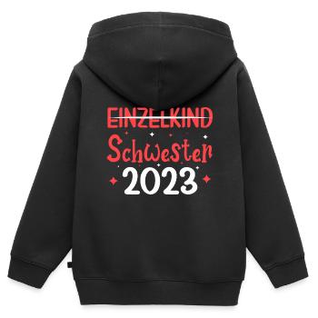 Einzelkind Schwester 2023 Geschenk - Kinder Premium Organic Zip Hoodie - Schwarz - Hinten - AI Model Kid Male (0cm)