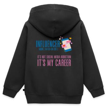Influenceur, ce n’est pas une dépendance aux médias sociaux 4 - Sweat Premium à capuche zippé enfant bio - noir - Dos - AI Model Kid Male (0cm)