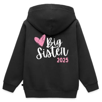 Ich werde große Schwester 2025 Regenbogen Mädchen - Kinder Premium Organic Zip Hoodie - Schwarz - Hinten - AI Model Kid Male (0cm)