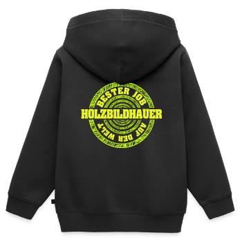 Cadeau pour sculpteur sur bois - Sweat Premium à capuche zippé enfant bio - noir - Dos - AI Model Kid Male (0cm)