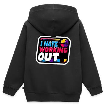 I Hate Working Out 8 - Kids Premium Organic Zip-up Hoodie - black - Back - AI Model Kid Male (0cm)