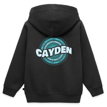Cayden comme idée cadeau - Sweat Premium à capuche zippé enfant bio - noir - Dos - AI Model Kid Male (0cm)