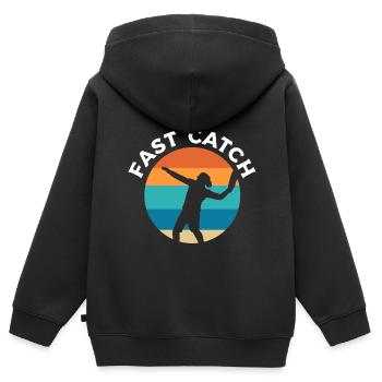 Fast Catch Bumerangwerfer - Kinder Premium Organic Zip Hoodie - Schwarz - Hinten - AI Model Kid Male (0cm)