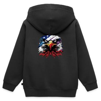 American Flag Freedom Eagle USA Pride - Kinder Premium Organic Zip Hoodie - Schwarz - Hinten - AI Model Kid Male (0cm)