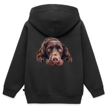 Épagneul des champs - Sweat Premium à capuche zippé enfant bio - noir - Dos - AI Model Kid Male (0cm)