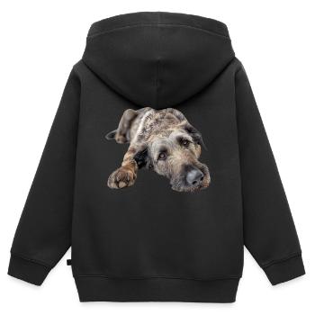 Irish Wolfhound - Kinder Premium Organic Zip Hoodie - Schwarz - Hinten - AI Model Kid Male (0cm)