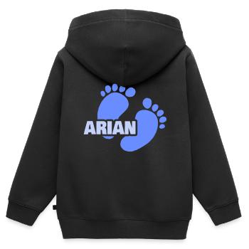 Geburt Arian - Kinder Premium Organic Zip Hoodie - Schwarz - Hinten - AI Model Kid Male (0cm)