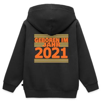 2021 - Kinder Premium Organic Zip Hoodie - Schwarz - Hinten - AI Model Kid Male (0cm)