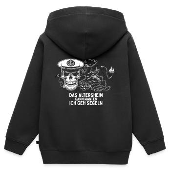 Segler Shirt zur Rente Altersheim kann warten - Kinder Premium Organic Zip Hoodie - Schwarz - Hinten - AI Model Kid Male (0cm)