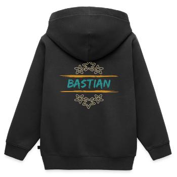Bastian Bastian - Kinder Premium Organic Zip Hoodie - Schwarz - Hinten - AI Model Kid Male (0cm)