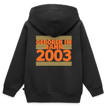 in 2003 - Kids Premium Organic Zip-up Hoodie - black - Back - AI Model Kid Male (0cm)