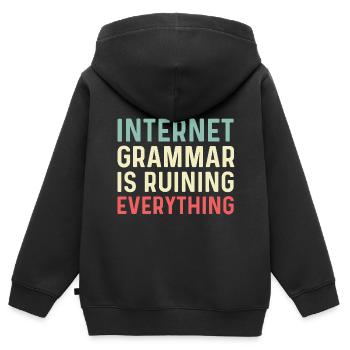 Cadeau de publiciste en grammaire Internet - Sweat Premium à capuche zippé enfant bio - noir - Dos - AI Model Kid Male (0cm)
