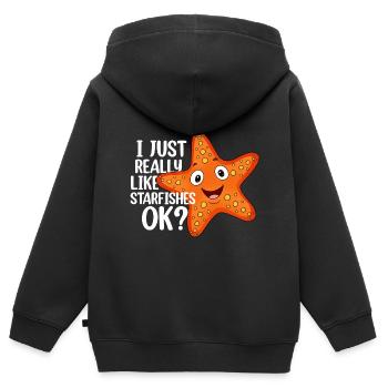 Seestern - Kinder Premium Organic Zip Hoodie - Schwarz - Hinten - AI Model Kid Male (0cm)