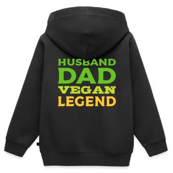 Mari Papa Végétalien Aimant Mari Cadeau - Sweat Premium à capuche zippé enfant bio - noir - Dos - AI Model Kid Male (0cm)