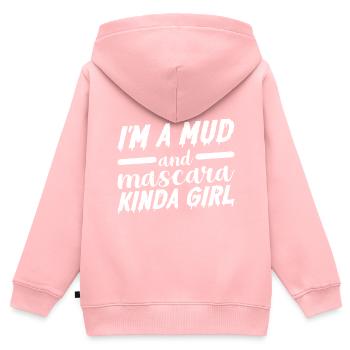 I'm A Mud And Mascara Kinda Girl 3 - Kinder Premium Organic Zip Hoodie - Rosa - Hinten - AI Model Kid Female (0cm)