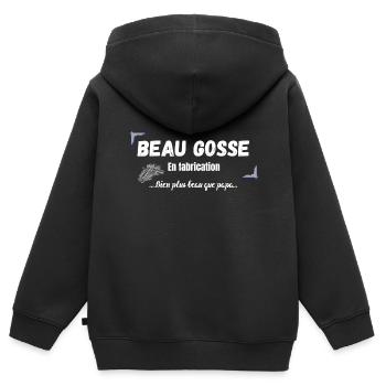 Beau Gosse - Sweat Premium à capuche zippé enfant bio - noir - Dos - AI Model Kid Male (0cm)