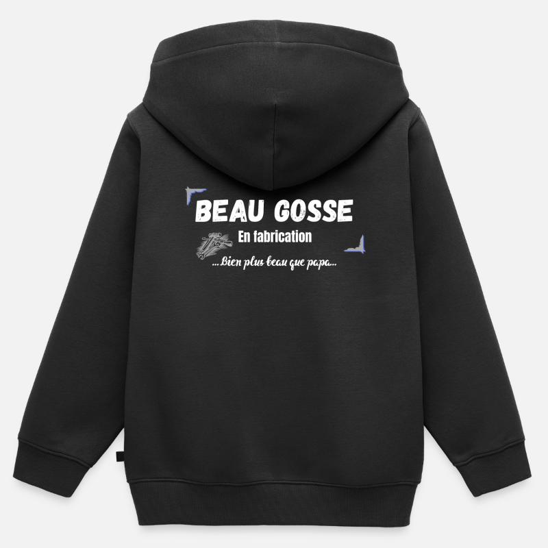 Beau Gosse - Sweat Premium à capuche zippé enfant bio - noir