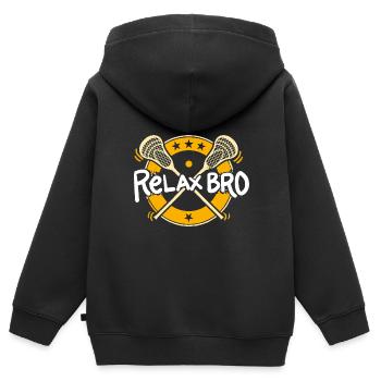 Relax Bro - Kinder Premium Organic Zip Hoodie - Schwarz - Hinten - AI Model Kid Male (0cm)