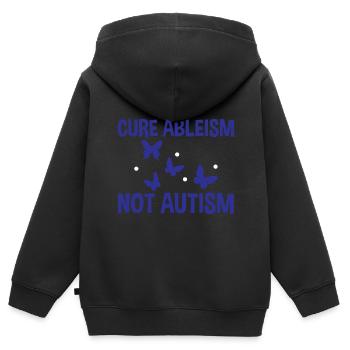 Cure Ableism Not Autism 2 - Kinder Premium Organic Zip Hoodie - Schwarz - Hinten - AI Model Kid Male (0cm)