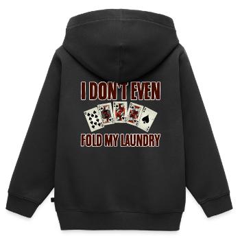 Je ne plie même pas mon linge 2 - Sweat Premium à capuche zippé enfant bio - noir - Dos - AI Model Kid Male (0cm)