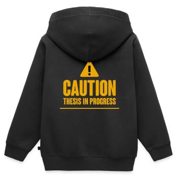 Caution Thèse en cours 2 - Sweat Premium à capuche zippé enfant bio - noir - Dos - AI Model Kid Male (0cm)