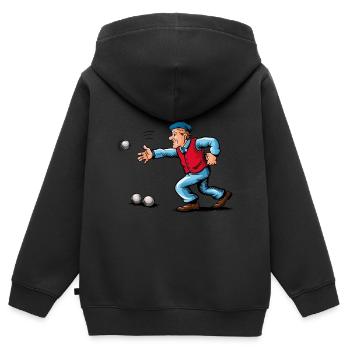 Franzose spielt Petanque für einen Petanque - Kinder Premium Organic Zip Hoodie - Schwarz - Hinten - AI Model Kid Male (0cm)